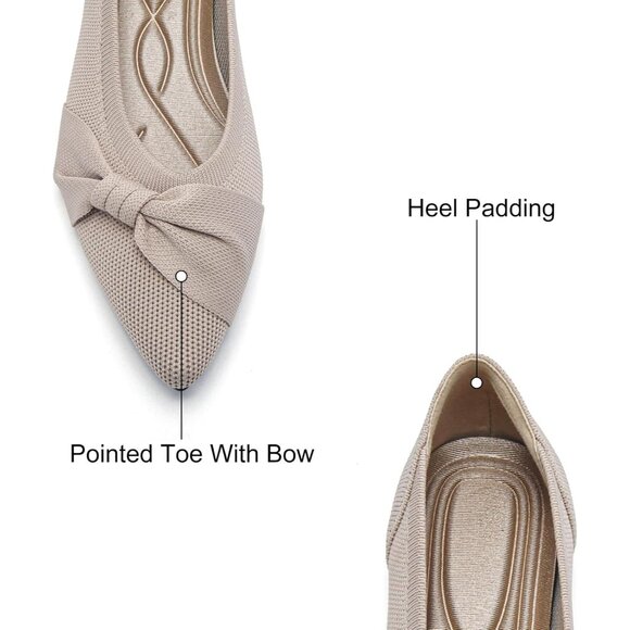 Women Nude Pointed Toe Ballet Comfortable Dressy Knit Lightweight Casual Flats - Picture 2 of 9